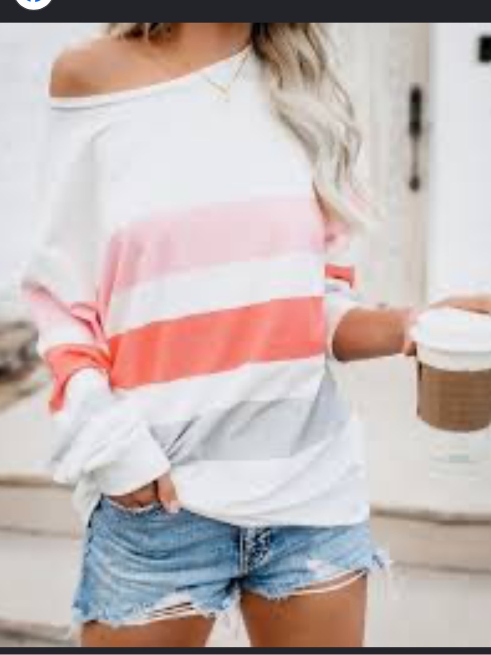 Fantastic Fawn Shirt - super soft lightweight off shoulder colored stripe